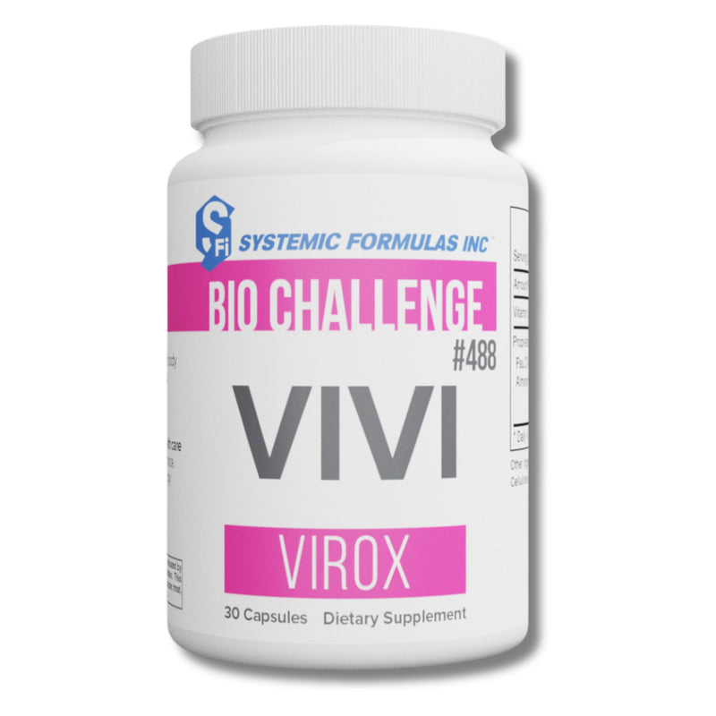 Supplement bottle labeled 'VIVI' by Systemic Formulas Inc. on a white background