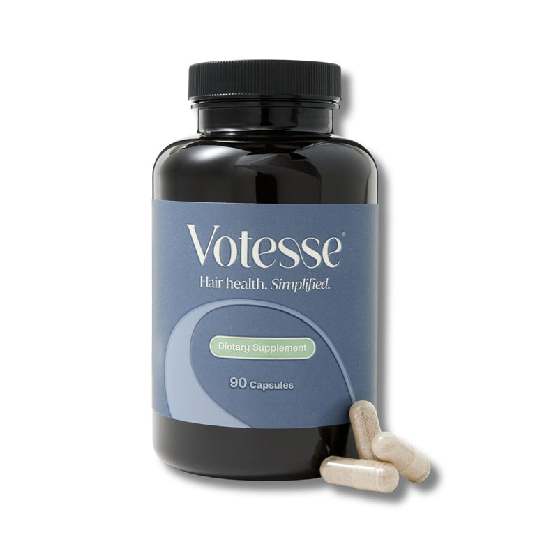 Votesse dietary supplement bottle with capsules on a white background